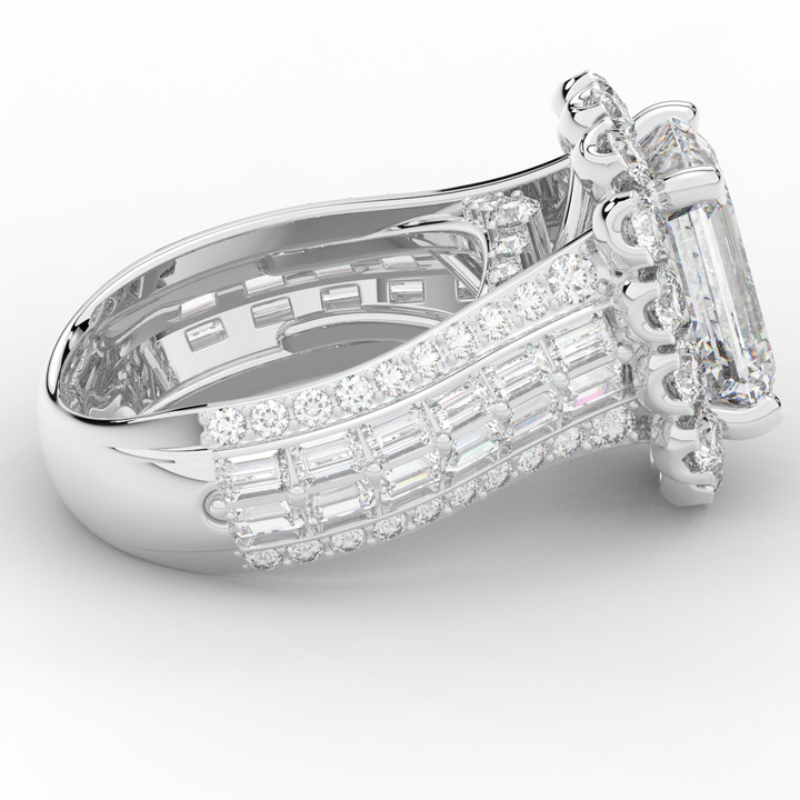 8.00CT.TW EMERALD CUT LAB DIAMOND HALO ENGAGEMENT RING - Nazarelle