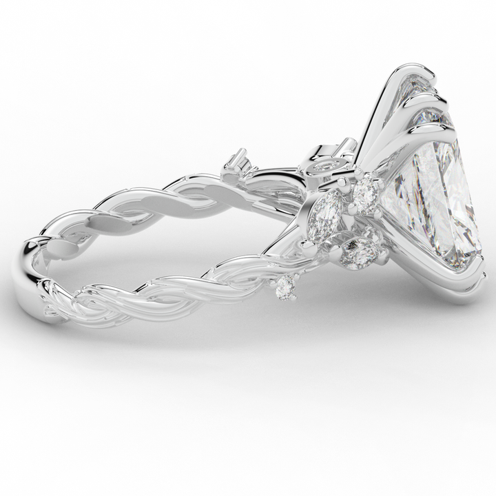 5.30CT.TW RADIANT LAB DIAMOND STYLIZED VINE AND TREE BARK FINISH ENGAGEMENT RING - Nazarelle