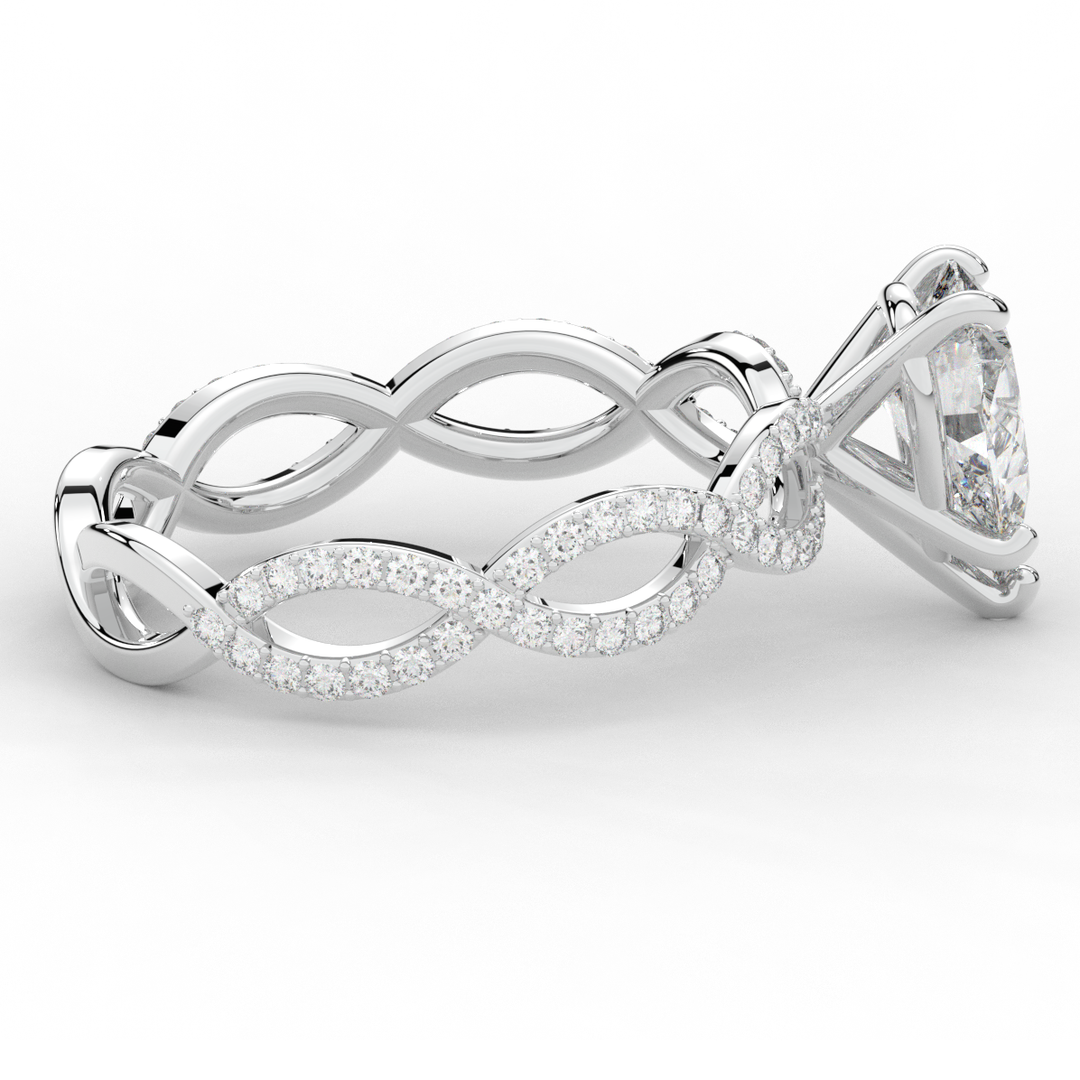 1.30CT.TW PEAR LAB DIAMOND TWIST BAND ENGAGEMENT RING - Nazarelle