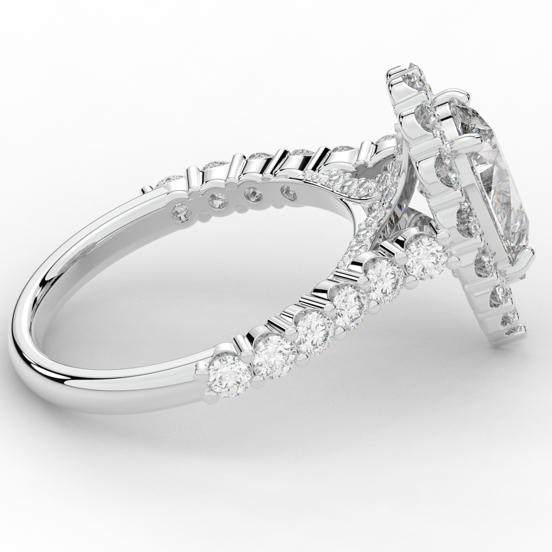3.10CT.TW PEAR LAB DIAMOND HALO ENGAGEMENT RING - Nazarelle