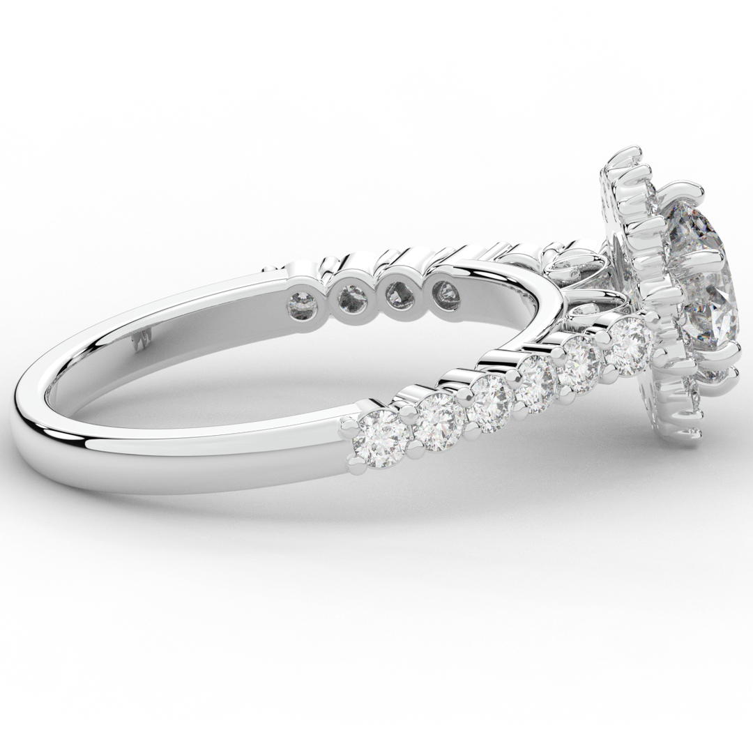 1.60CT.TW ROUND LAB DIAMOND HALO ENGAGEMENT RING - Nazarelle