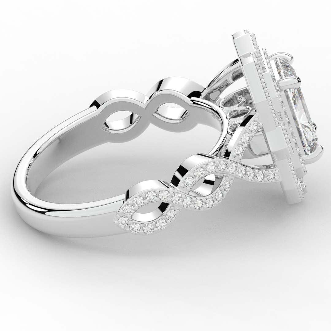 1.90CT.TW RADIANT LAB DIAMOND HALO ENGAGEMENT RING - Nazarelle