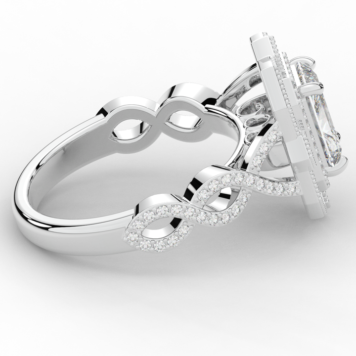 1.90CT.TW RADIANT LAB DIAMOND HALO ENGAGEMENT RING - Nazarelle