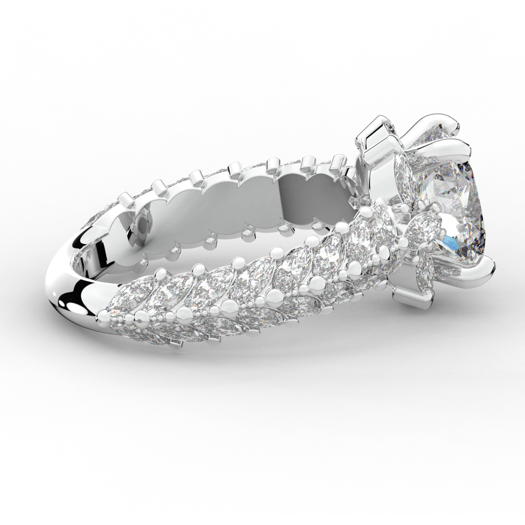 3.10CT.TW OVAL LAB DIAMOND HALO ENGAGEMENT RING - Nazarelle