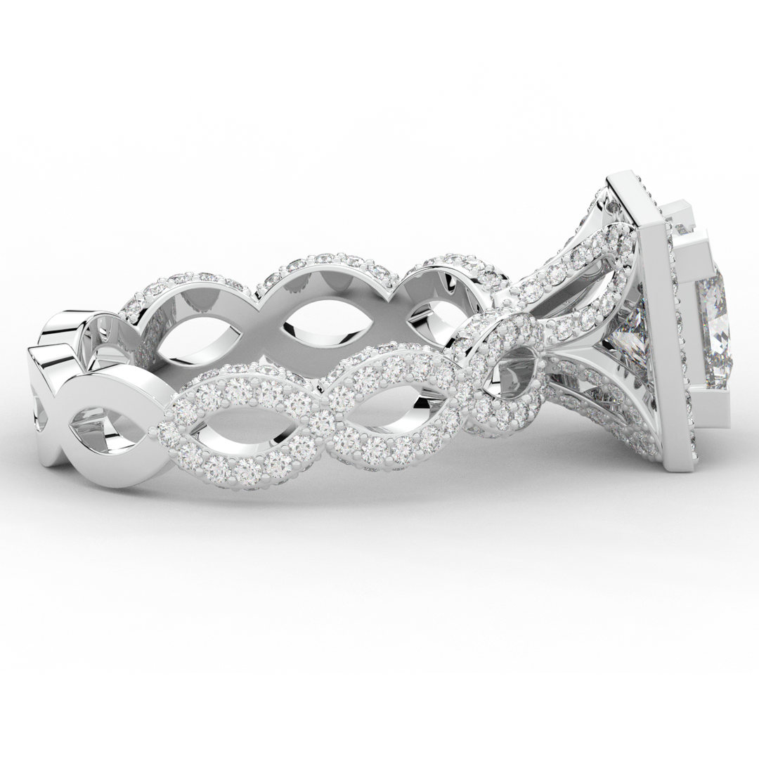 2.40CT.TW PRINCESS LAB DIAMOND HALO ENGAGEMENT RING - Nazarelle
