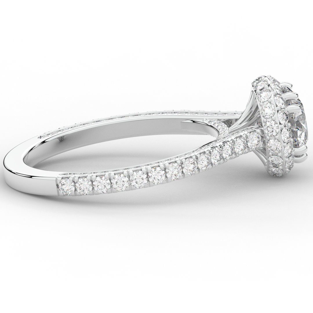 1.90CT.TW ROUND LAB DIAMOND HALO ENGAGEMENT RING - Nazarelle