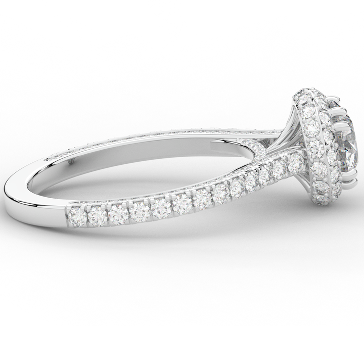 1.90CT.TW ROUND LAB DIAMOND HALO ENGAGEMENT RING - Nazarelle