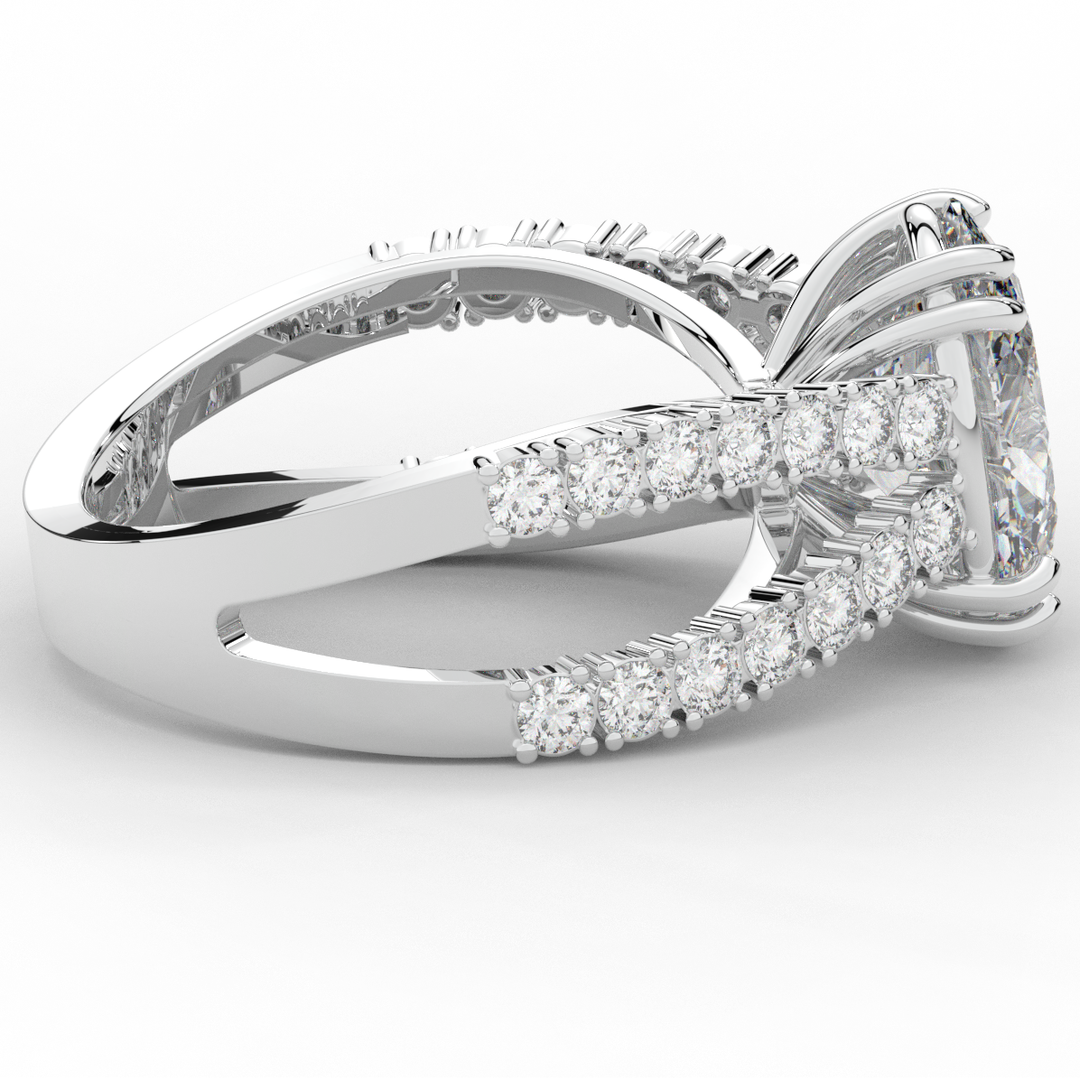 3.75CT.TW OVAL LAB DIAMOND SPLIT BAND ENGAGEMENT RING