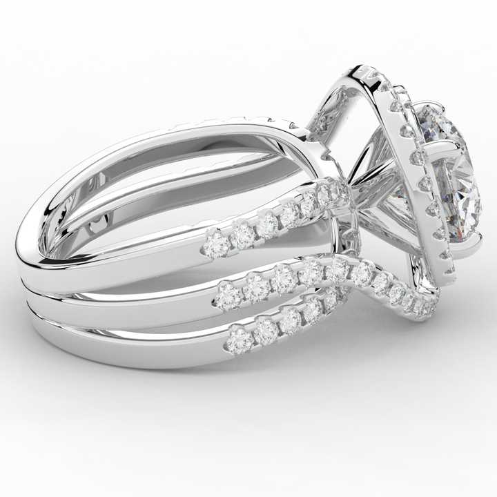 3.90CT.TW ROUND LAB DIAMOND TWIST HALO ENGAGEMENT RING - Nazarelle