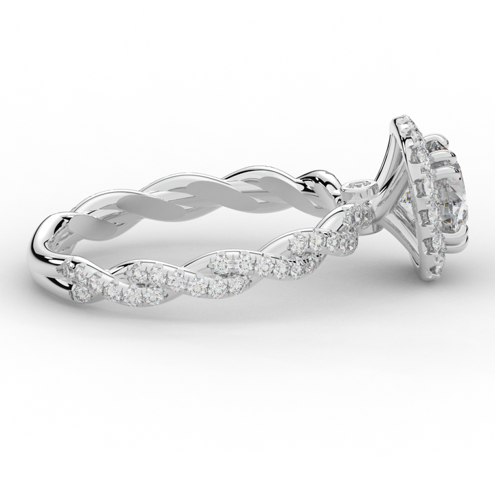 1.55CT.TW ROUND LAB DIAMOND HALO TWIST ENGAGEMENT RING - Nazarelle