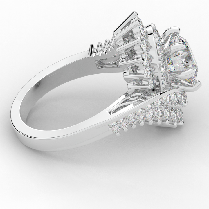 3.35CT.TW ROUND LAB DIAMOND BYPASS HALO ENGAGEMENT RING - Nazarelle
