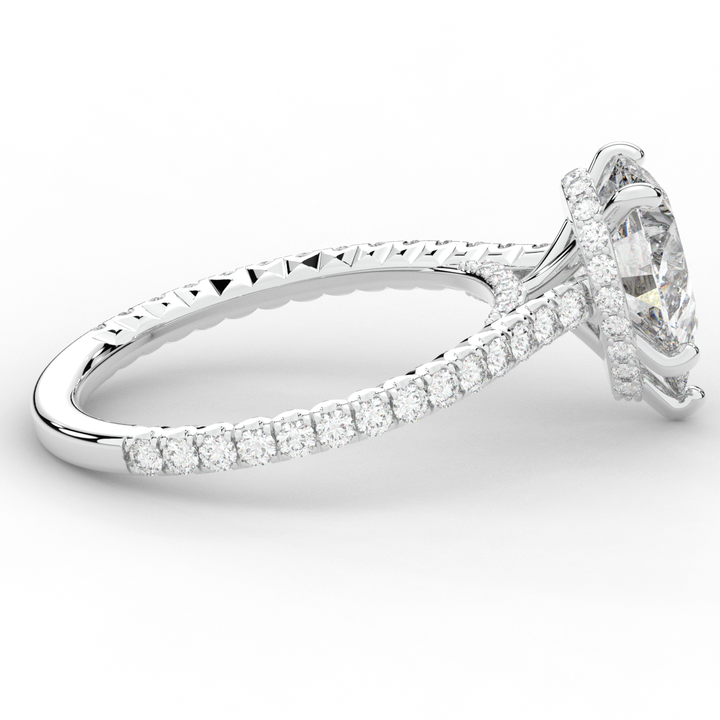 2.50CT.TW PEAR LAB DIAMOND UNDERHALO SOLITAIRE ENGAGEMENT RING - Nazarelle