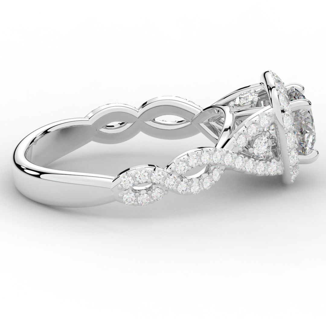 1.60CT.TW ROUND LAB DIAMOND HALO TWIST ENGAGEMENT RING - Nazarelle