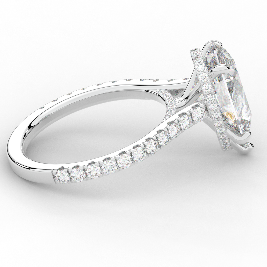 4.60CT.TW PEAR LAB DIAMOND UNDERHALO SOLITAIRE ENGAGEMENT RING - Nazarelle
