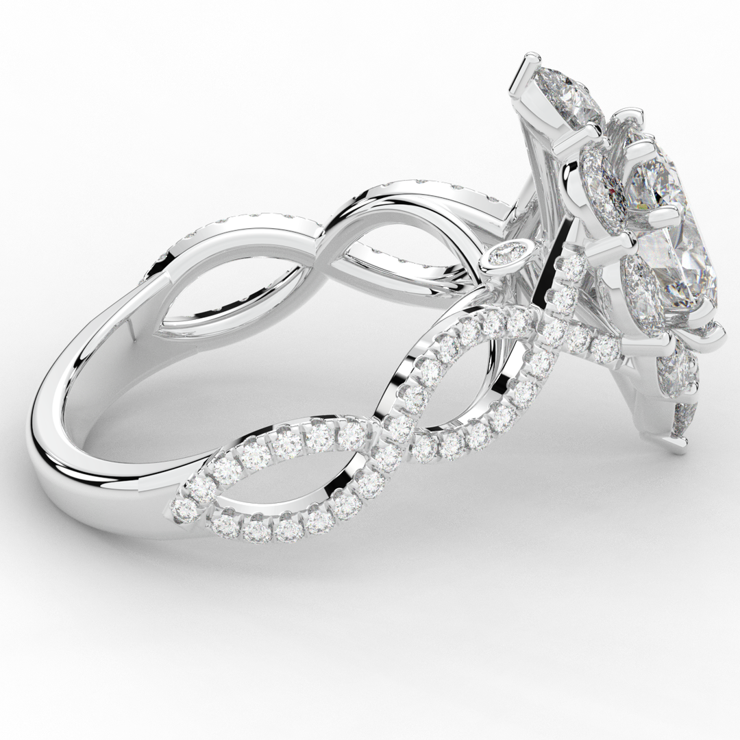 3.00CT.TW OVAL LAB DIAMOND HALO ENGAGEMENT RING - Nazarelle