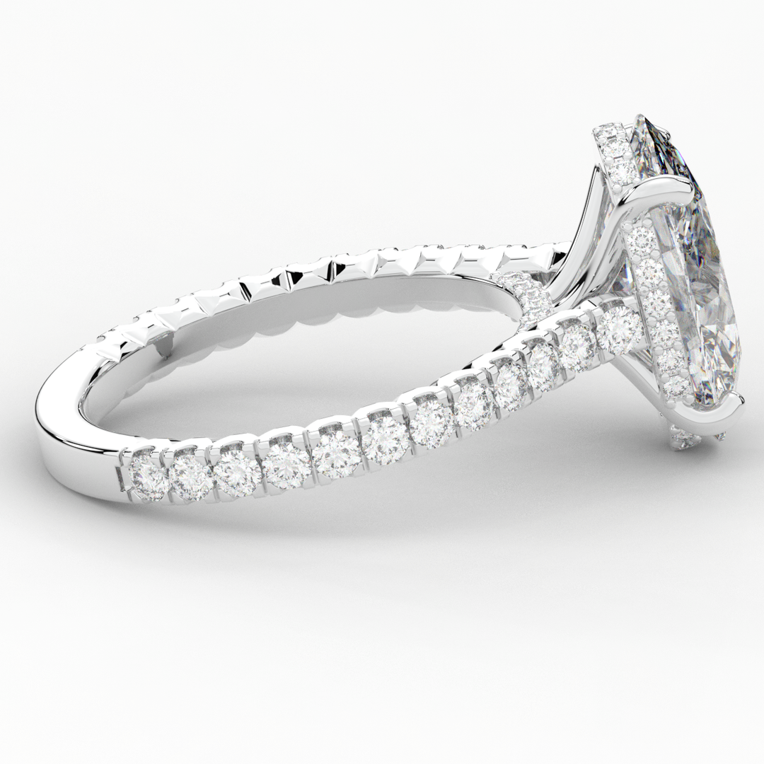4.70CT.TW OVAL LAB DIAMOND UNDERHALO SOLITAIRE ENGAGEMENT RING - Nazarelle