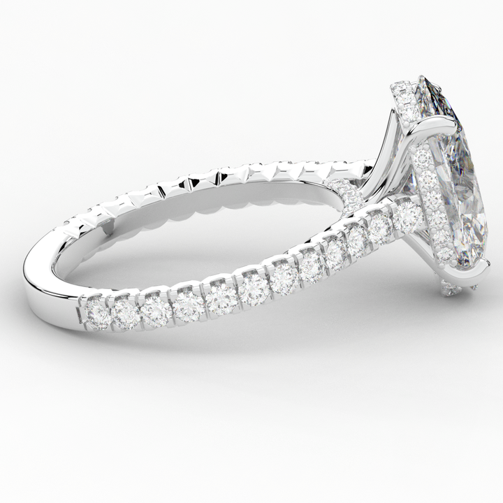 4.70CT.TW OVAL LAB DIAMOND UNDERHALO SOLITAIRE ENGAGEMENT RING - Nazarelle