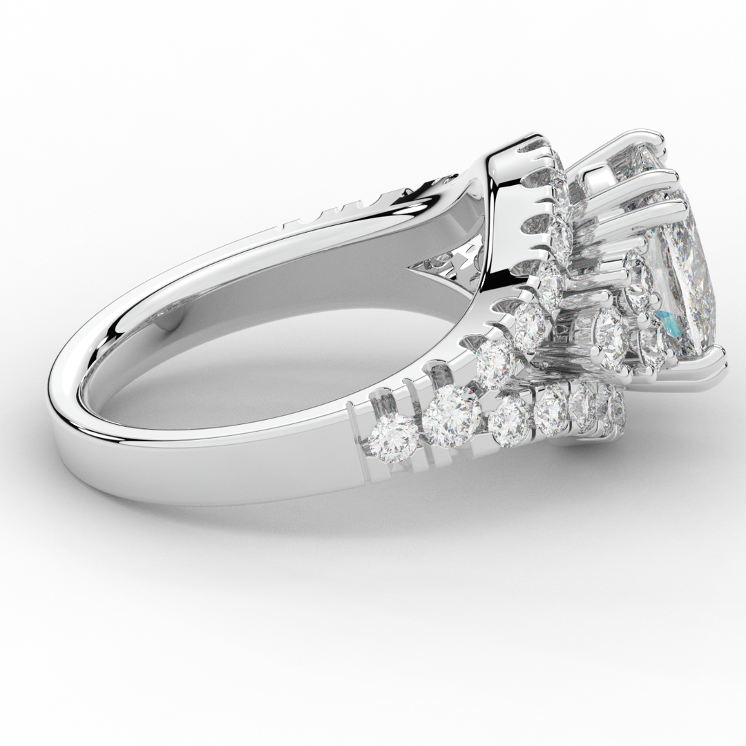 3.10CT.TW CUSHION LAB DIAMOND HALO ENGAGEMENT RING - Nazarelle
