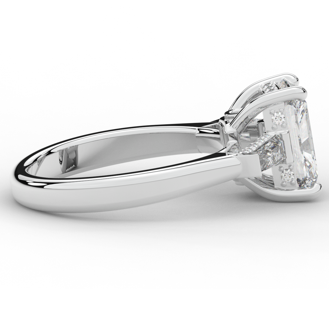 3.45CT.TW RADIANT LAB DIAMOND 3 STONE ENGAGEMENT RING - Nazarelle