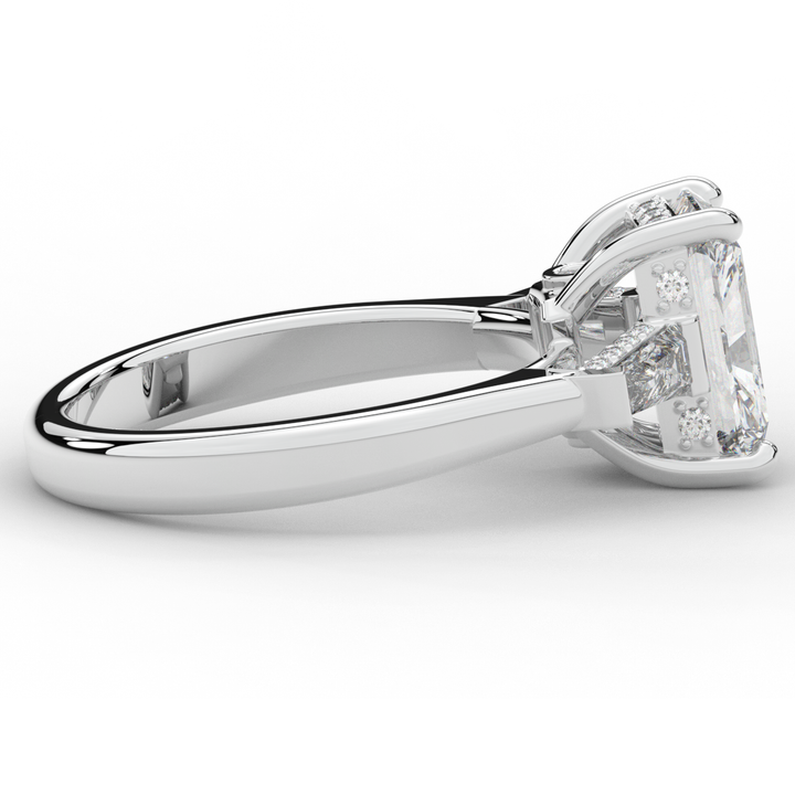 3.45CT.TW RADIANT LAB DIAMOND 3 STONE ENGAGEMENT RING - Nazarelle