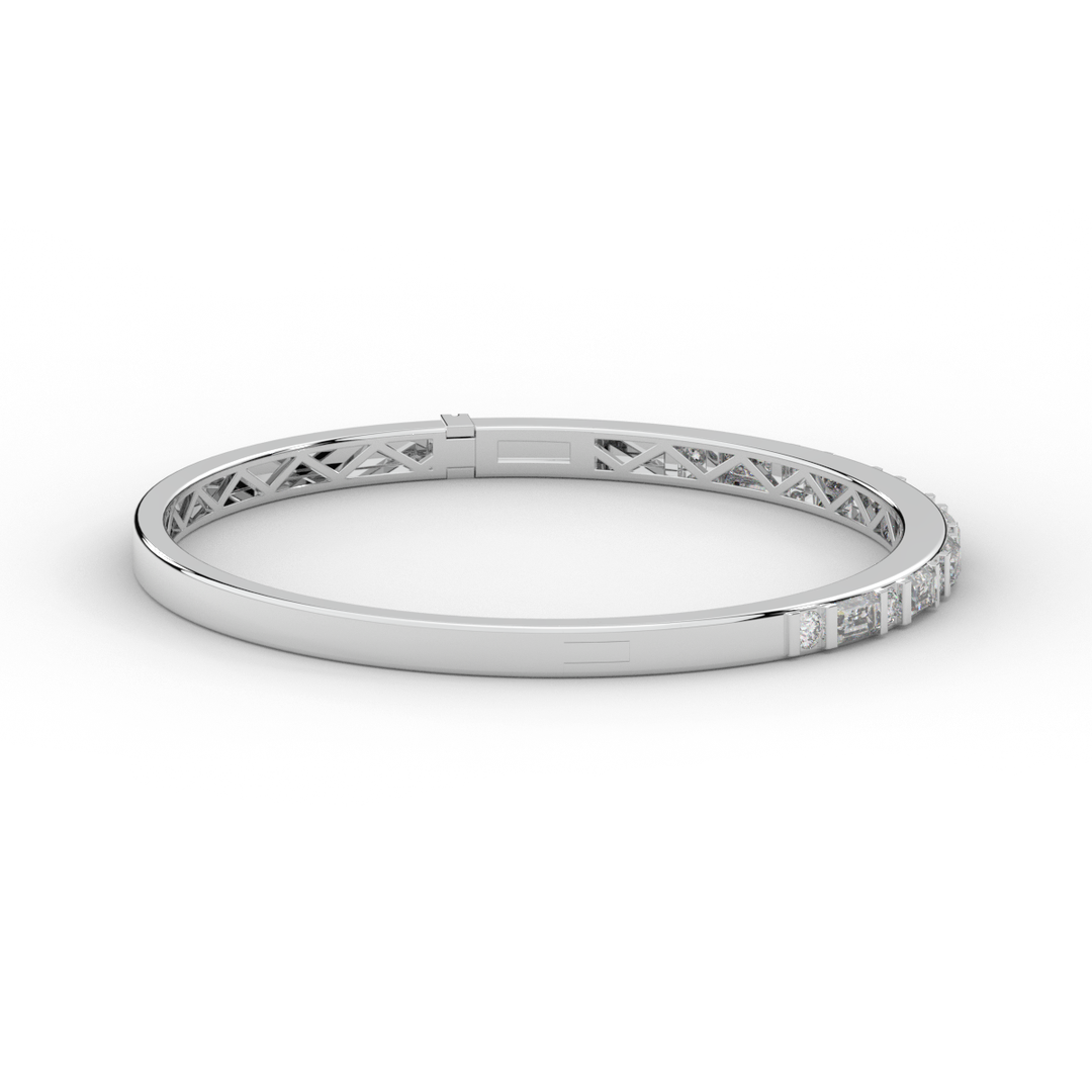 2.75CT.TW ROUND AND EMERALD CUT LAB DIAMOND SHARED PRONG BANGLE - Nazarelle