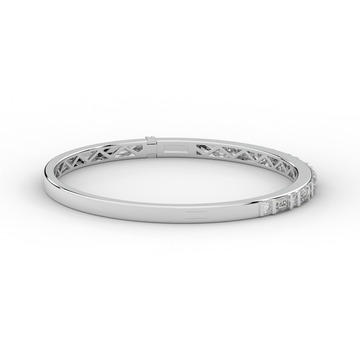 2.75CT.TW ROUND AND EMERALD CUT LAB DIAMOND SHARED PRONG BANGLE - Nazarelle