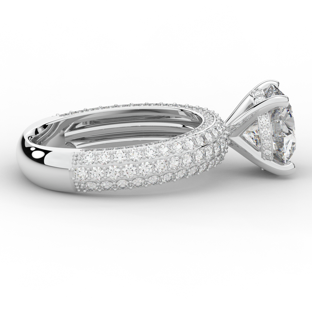 4.80CT.TW ROUND LAB DIAMOND UNDERHALO ENGAGEMENT RING - Nazarelle
