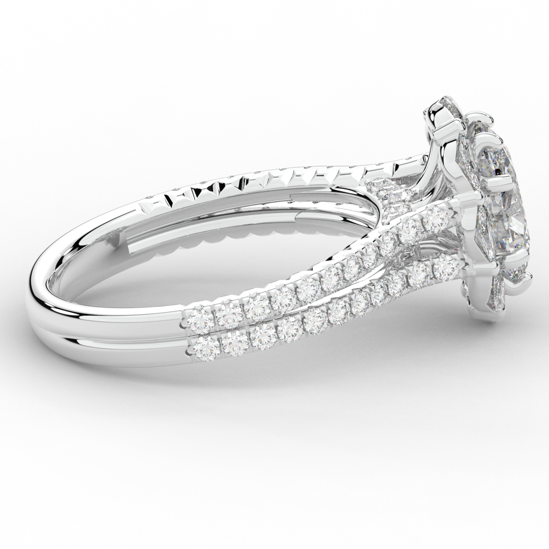 2.30CT.TW OVAL LAB DIAMOND HALO SPLIT SHANK ENGAGEMENT RING - Nazarelle