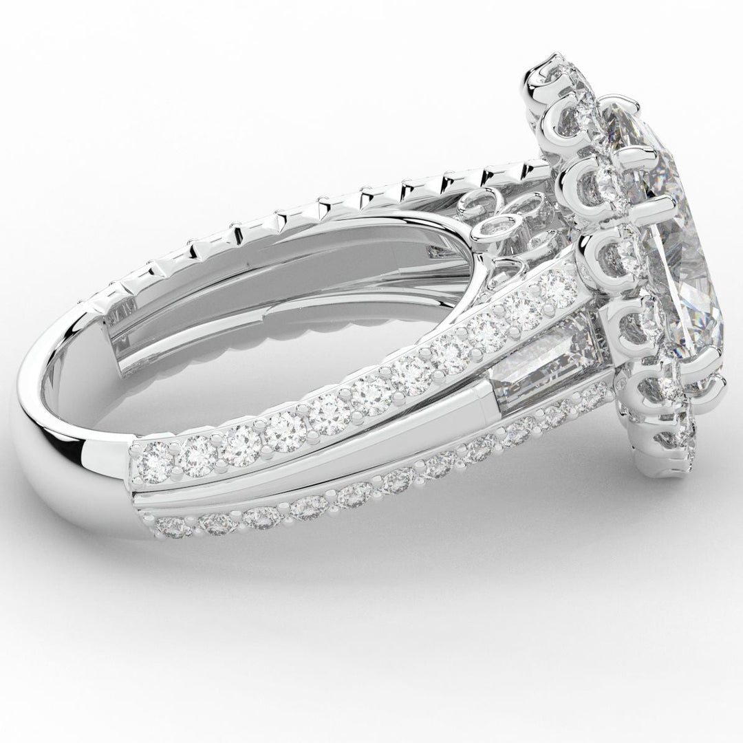 5.75CT.TW OVAL LAB DIAMOND HALO ENGAGEMENT RING - Nazarelle