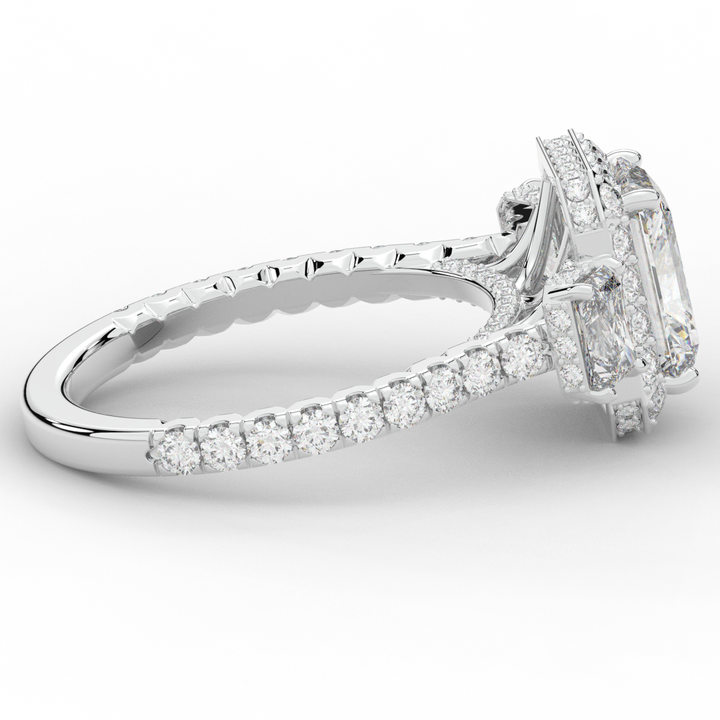 3.20CT.TW RADIANT LAB DIAMOND 3 STONE ENGAGEMENT RING - Nazarelle