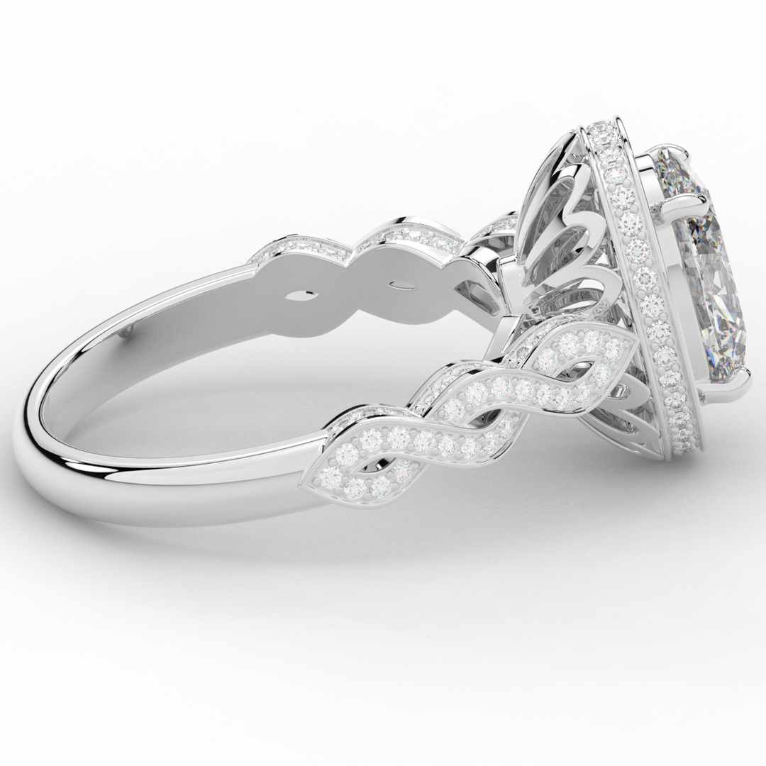3.10CT.TW OVAL LAB DIAMOND HALO ENGAGEMENT RING - Nazarelle