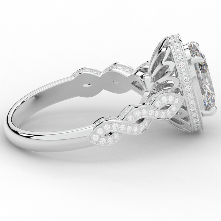 3.10CT.TW OVAL LAB DIAMOND HALO ENGAGEMENT RING - Nazarelle