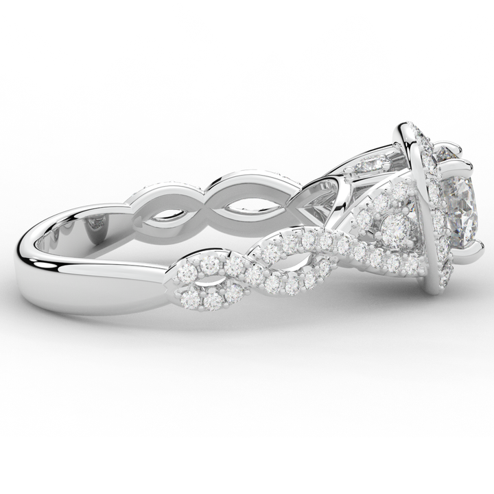1.30CT.TW ROUND LAB DIAMOND HALO ENGAGEMENT RING - Nazarelle