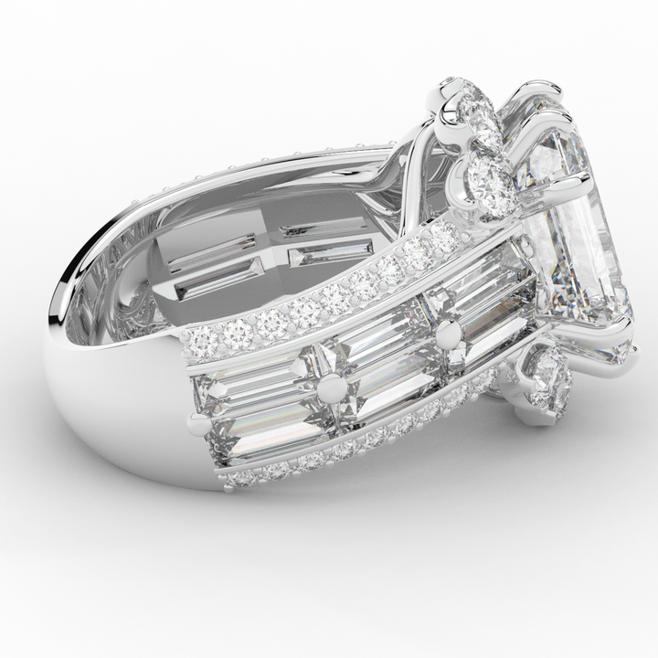 8.25CT.TW EMERALD CUT LAB DIAMOND HALO ENGAGEMENT RING - Nazarelle