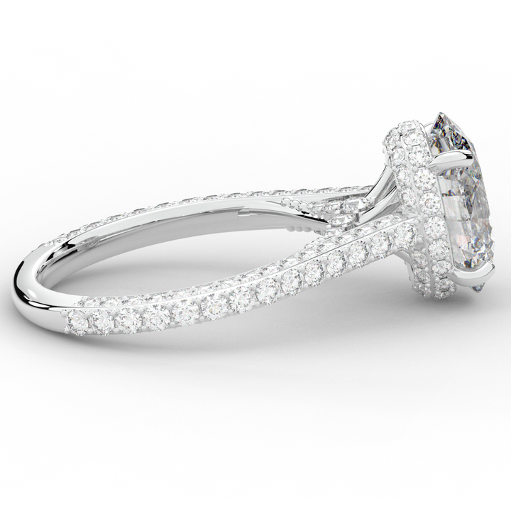4.00CT.TW OVAL LAB DIAMOND UNDERHALO SOLITAIRE ENGAGEMENT RING - Nazarelle