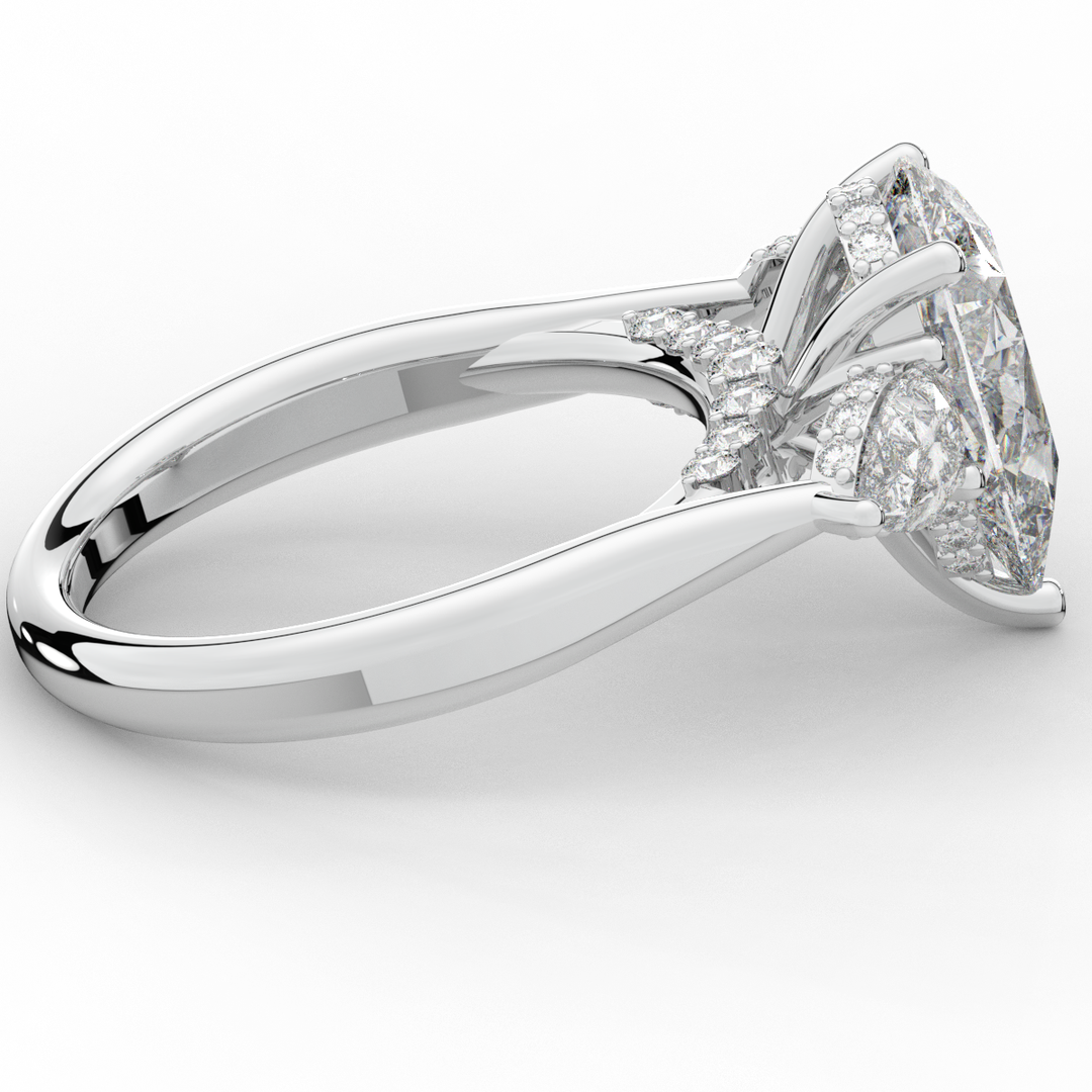 3.70CT.TW PEAR LAB DIAMOND 3 STONE ENGAGEMENT RING - Nazarelle