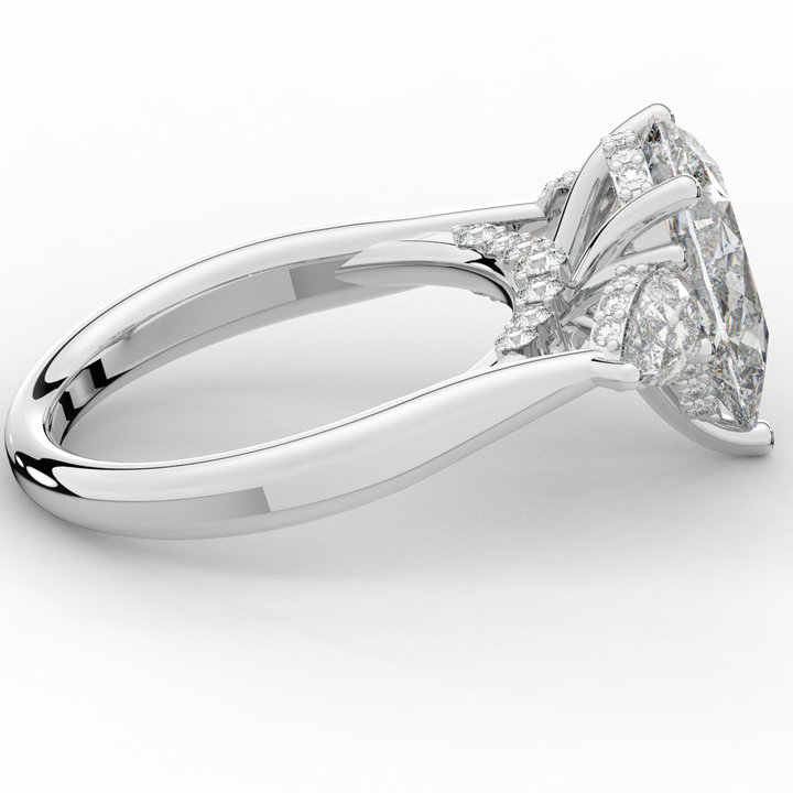 3.70CT.TW PEAR LAB DIAMOND 3 STONE ENGAGEMENT RING - Nazarelle