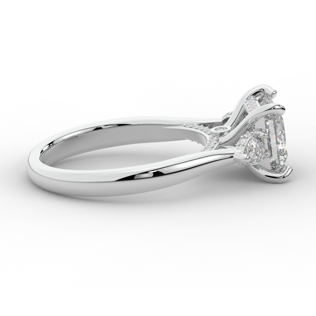 2.40CT.TW PRINCESS LAB DIAMOND 3 STONE ENGAGEMENT RING - Nazarelle