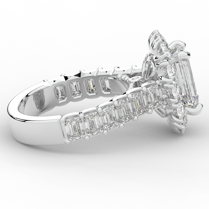 6.00CT.TW EMERALD CUT LAB DIAMOND HALO ENGAGEMENT RING - Nazarelle