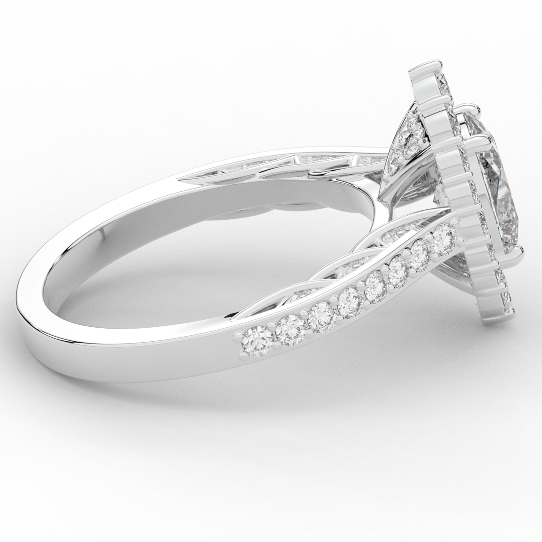1.75CT.TW OVAL LAB DIAMOND HALO ENGAGEMENT RING - Nazarelle