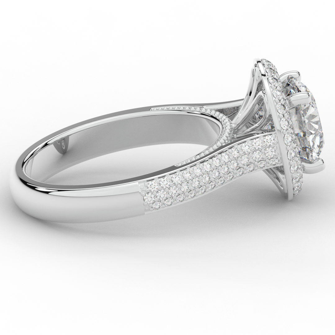 2.45CT.TW ROUND LAB DIAMOND HALO ENGAGEMENT RING - Nazarelle