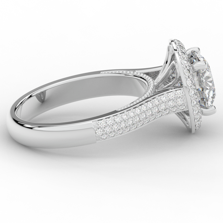 2.45CT.TW ROUND LAB DIAMOND HALO ENGAGEMENT RING - Nazarelle