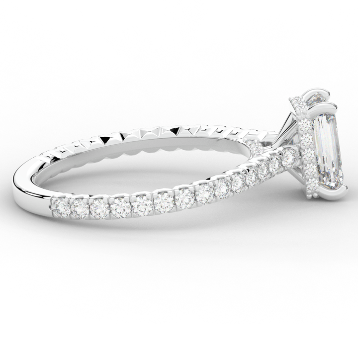 2.10CT.TW EMERALD CUT LAB DIAMOND UNDERHALO SOLITAIRE ENGAGEMENT RING - Nazarelle