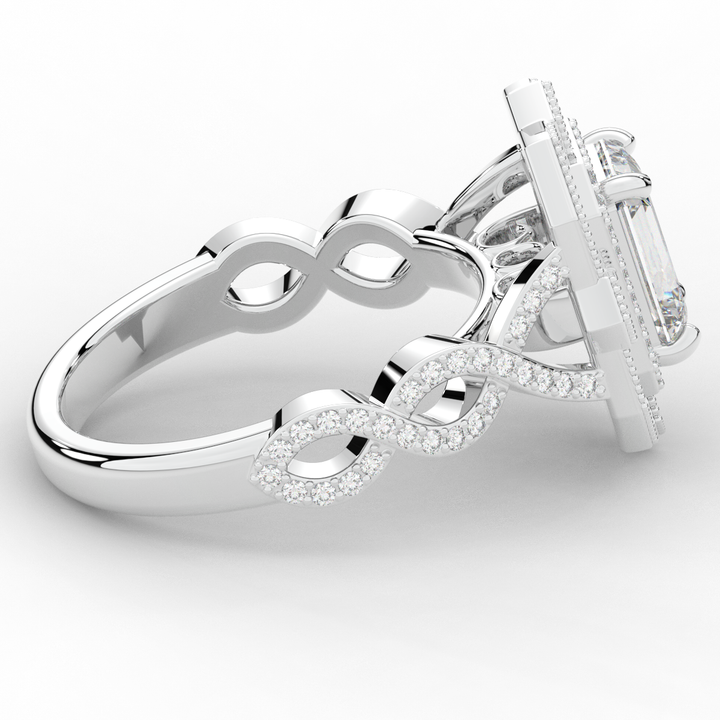 1.90CT.TW EMERALD CUT LAB DIAMOND HALO ENGAGEMENT RING - Nazarelle