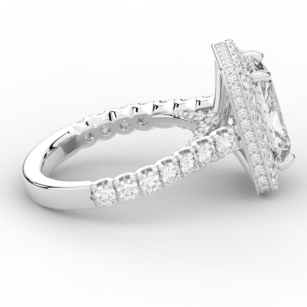 4.50CT.TW RADIANT LAB DIAMOND HALO ENGAGEMENT RING - Nazarelle