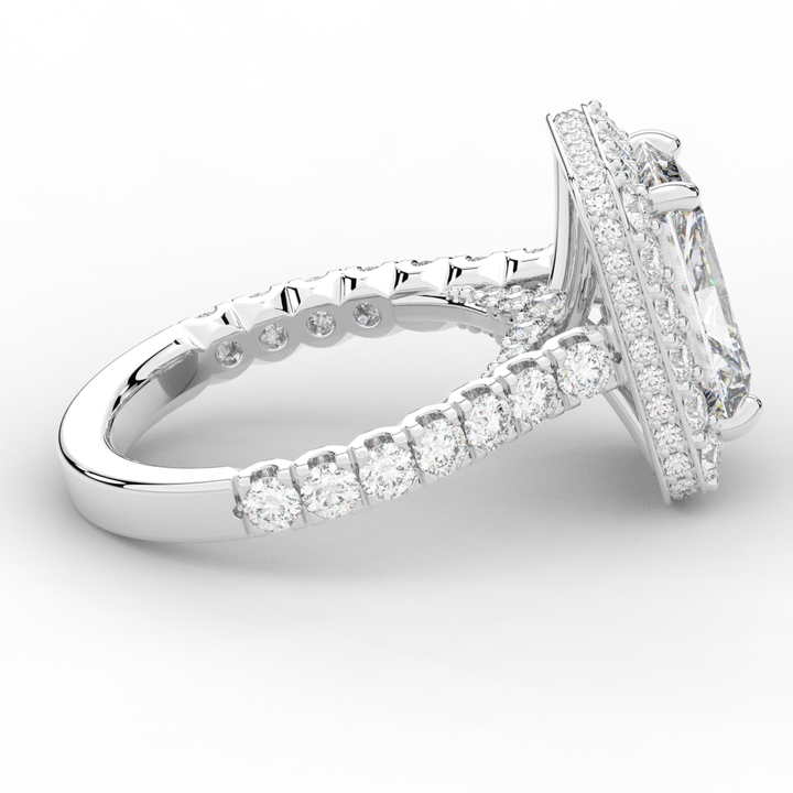 4.50CT.TW RADIANT LAB DIAMOND HALO ENGAGEMENT RING - Nazarelle