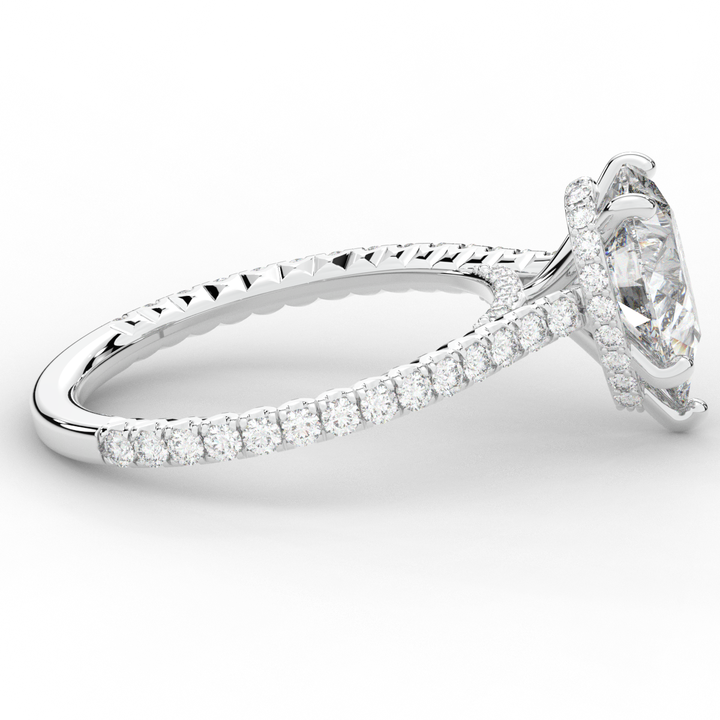 2.50CT.TW PEAR LAB DIAMOND UNDERHALO SOLITAIRE ENGAGEMENT RING - Nazarelle