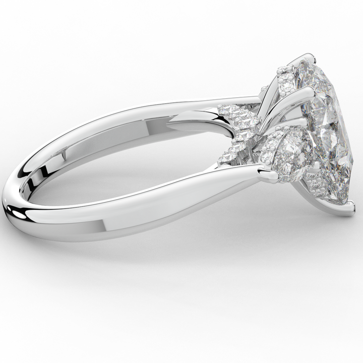 3.70CT.TW PEAR LAB DIAMOND 3 STONE ENGAGEMENT RING - Nazarelle