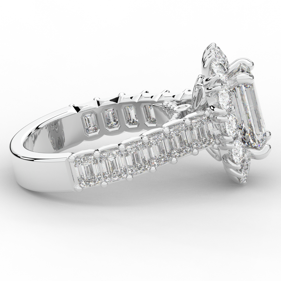 6.00CT.TW EMERALD CUT LAB DIAMOND HALO ENGAGEMENT RING - Nazarelle