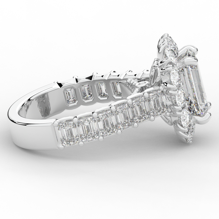 6.00CT.TW EMERALD CUT LAB DIAMOND HALO ENGAGEMENT RING - Nazarelle